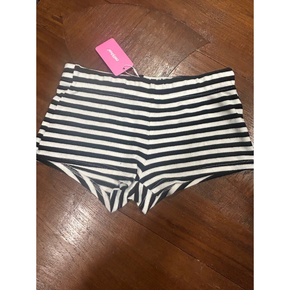 Edikted Black White Striped Knit Hot Pants Mini Shorts S19582 Size Small NWT